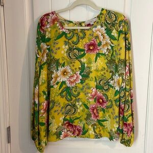 Like New Loft XL Flowy Long Sleeve Floral Blouse